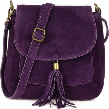 Vera Pelle kabelka, fialová kožená kabelka přes rameno z pravé kůže