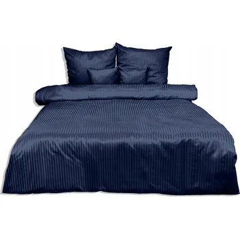 Povlečení Povlečení DAMAŠEK 160x200 jednobarevné PROUŽKY tmavě modré MATEX