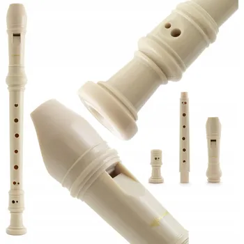 Flétna SOPRÁNOVÁ ZOBCOVÁ FLÉTNA PRO ZAČÁTEČNÍKY DO ŠKOLY C-DUR 8 DÍREK KRÉMOVÁ