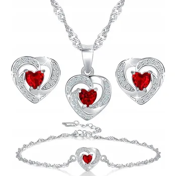 Souprava šperků Sada stříbrných dámských šperků – růže a srdce, souprava pro ženy