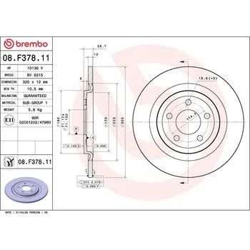 Brzdový kotouč Brzdový kotouč BREMBO 08.F378.11