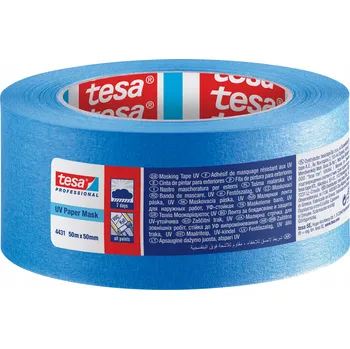 Maskovací papírová malířská páska Tesa UV Tape 50 mm x 50 m, modrá