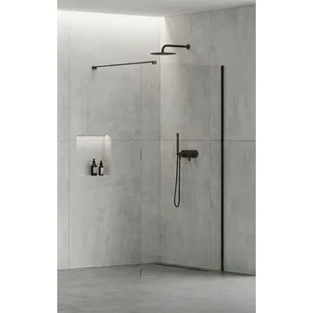 Vanová zástěna kielle Meara Sprchová stěna Walk-In 90x200 cm, matná černá/čiré sklo