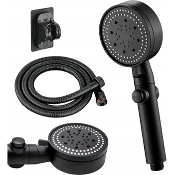 Sprchová hlavice SPRCHOVÝ SET ČERNÁ SPRCHOVÁ HLAVICE ČERNÁ HADICE ÚSPORNÝ DRŽÁK