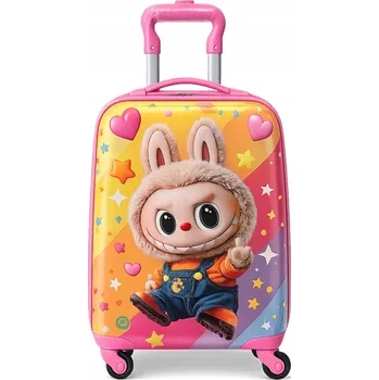 KUFR PRO DĚTI FIGURKA LABUBU CESTOVNÍ NA KOLEČKÁCH PŘÍRUČNÍ DO LETADLA