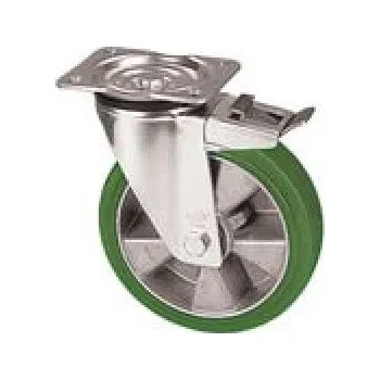 Pojezdové kolečko ZZK 160/GMD Otočné kolo se zelenou polyuretanovou obručí s brzdou 0240404