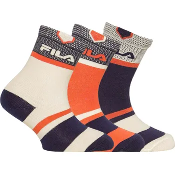 FILA FILA dětské ponožky 3-pack, vel. 31–34, prodyšné a protiskluzové BÍLÁ|ORANŽOVÁ|VÍCEBAREVNÁ|ŽLUTÁ