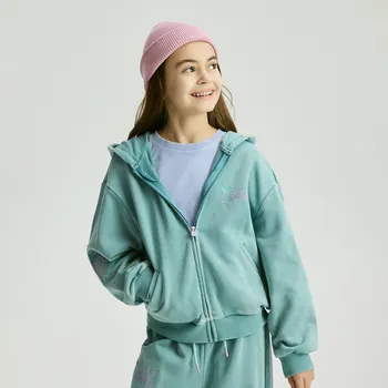 Dívčí mikina Reserved - Bavlněná mikina s&nbsp;kapucí - mátově zelená - 959HV-65X - 959HV-65X-164