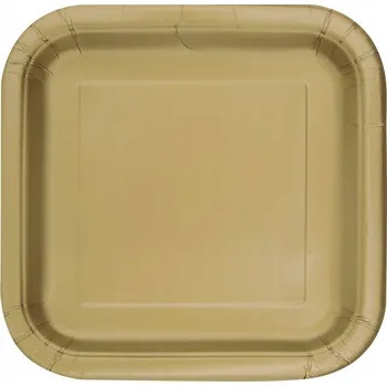 Talíř Papírové talíře, zlaté, 23 cm, čtvercové, 14 ks