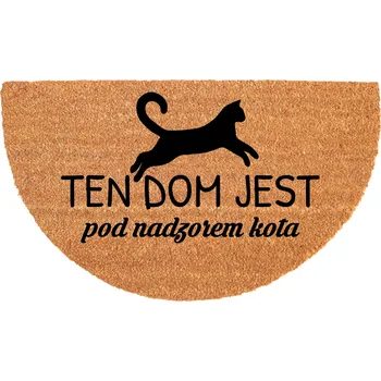 Rohožka PŮLKRUHOVÁ KOKOSOVÁ ROHOŽKA KE VCHODOVÝM DVEŘÍM S VTIPNÝM MOTIVEM - POD DOHLEDEM KOČKY