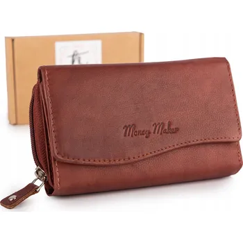 Peněženka Dámská kožená peněženka velká z měkké přírodní kůže RFID tmavě hnědá