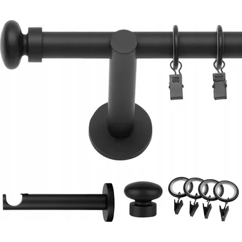 Garnýž GARNÝŽ JEDNOŘADÁ 160 CM 19 MM ČERNÁ MATNÁ SIGMA TICHÉ KROUŽKY SE ŽABKAMI