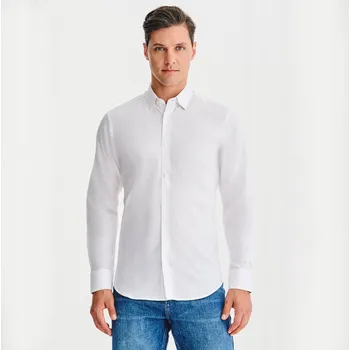 Pánská košile Bílá elegantní pánská košile 100% bavlna Slim Fit Pako Lorente , vel 3XL