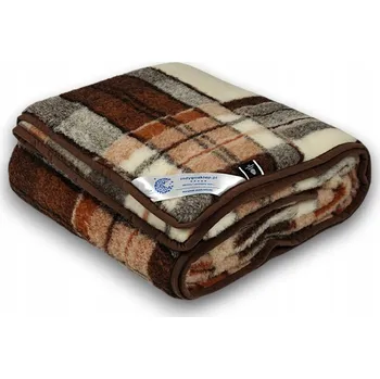 deka Vlněná deka 200x200 Australská Merino kostka s červenou nití na revma