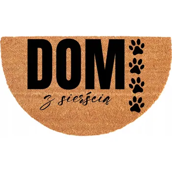Rohožka PŮLKRUHOVÁ KOKOSOVÁ ROHOŽKA KE VCHODOVÝM DVEŘÍM S VTIPNÝM NÁPISEM - DOMOV PLNÝ SRSTI