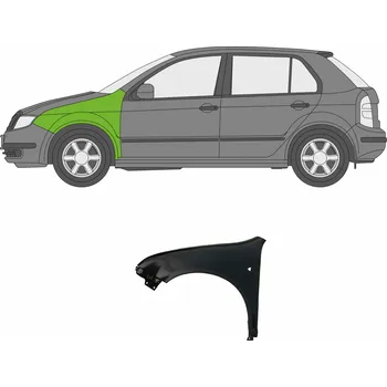 Blatník karosérie Levý přední blatník škoda Fabia 1 / 00-07