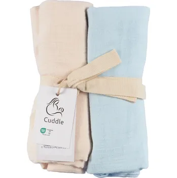 látková plena Mušelínové látkové pleny Béžová a modrá 70x70 cm: 2 kusy