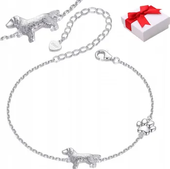 Náramek Stříbrný náramek pes LABRADOR Zlatý RETRÍVR STŘÍBRO s925 + krabička