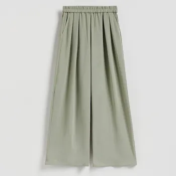 Dámské kalhoty Reserved - Kalhoty se širokými nohavicemi - hnědozelená - 522HV-78X - 522HV-78X-XS