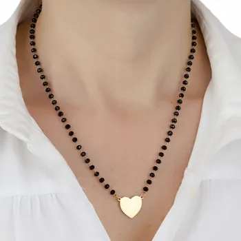 Náhrdelník OCEL náhrdelník korálky srdce z nerezové oceli