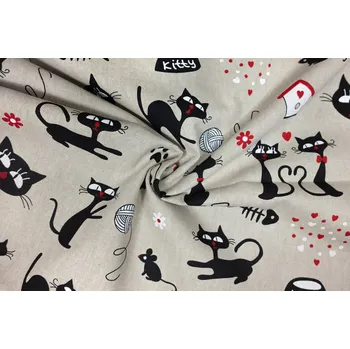 Bavlna režná kočky a myšky