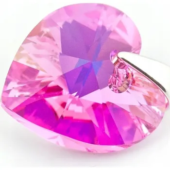 Přívěsek Přívěsek stříbrný 925 s krystaly Swarovski Srdce 14mm Rose AB