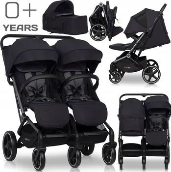 Kočárek SPORTOVNÍ KOČÁREK PRO DVOJČATA NEBO DĚTI ROK PO ROCE + KORBA 2v1 0-44 KG