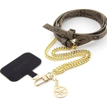 Guess Crossbody PU 4G popruh s řetízkem zlatý/hnědý