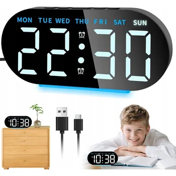 Hodiny HODINY DIGITÁLNÍ DIGITÁLNÍ LED 7 PALCŮ BUDÍK TEPLOMĚR NOČNÍ LAMPA VELKÉ