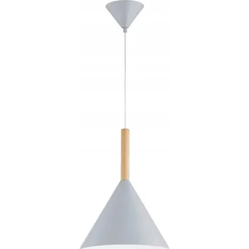 Lampa lustr stínidlo kov kužel šedá dřevo retro FUKS 61472