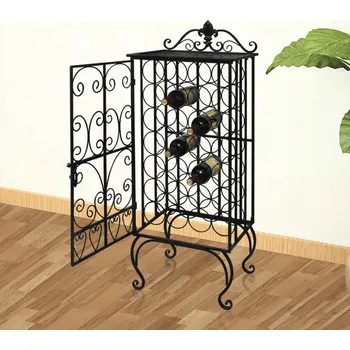 Stojan na víno Kovový stojan na 28 lahví vína VidaXL 47x35x111 cm černý