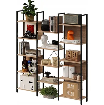 Knihovna REGAŁ INDUSTRIALNY STOJĄCY JASNY BRĄZ LOFT NA KNIHY S PROSTORNÝMI POLICEMI 166 CM