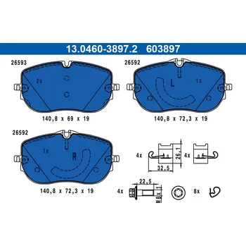 Brzdová destička Sada brzdových destiček, kotoučová brzda ATE 13.0460-3897.2