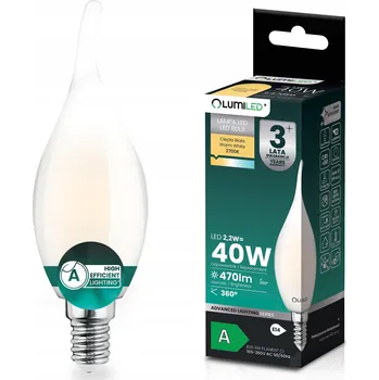 Žárovka LED ŽÁROVKA E14 FILAMENT TŘÍDA A 2,2W 470LM = 40W 2700K 360° SVÍČKA DEKORATIVNÍ