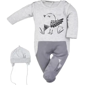 Kojenecké oblečení 3-dílná bavlněná dětská souprava Koala Birdy šedá 80 (9-12m)