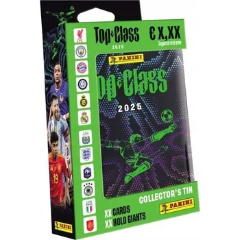 Sběratelská karetní hra Mini plechovka karet FIFA Top Class 2025, 24 karet + 1 holo Giants + 1 Unbeatable