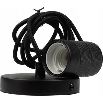 LED Závěsné Svítidlo Stropní Lampa Závěs 2m Patice E27 60W Velký Závit Černá Matná