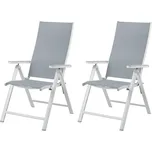 LIVARNO home Hliníkové polohovací křeslo Houston, bílá/světle šedá, 2 kusy