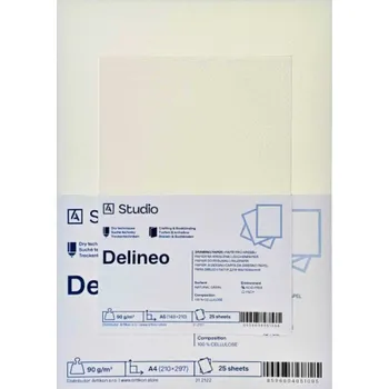 Výtvarný papír Kreslicí papír Delineo 90g A4, 25 listů