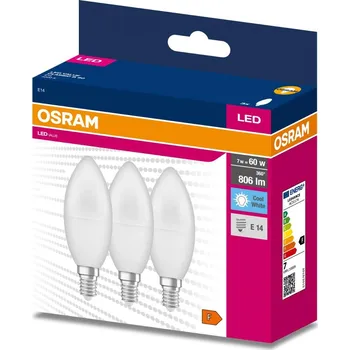 Žárovka 3PAK LED žárovka E14 B35 7W = 60W 806lm 4000K Neutrální 200° OSRAM VALUE