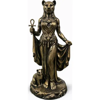 Soška Bastet bronzová antická — sběratelská plastika, 22 cm