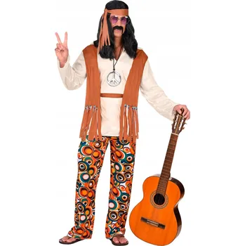 Karnevalový kostým Hippie kostým, maškarní Kostým Tričko s vestou, kalhotami a Pásek XXXL