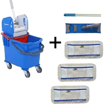 Úklidový vozík uklidshop Úklidový vozík BOBBY PLUS BRS + FLIPPER Mop sestava s 3mi návleky 40cm