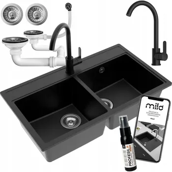 Granitový dřez Dvoukomorový granitový dřez Milo Metro černý