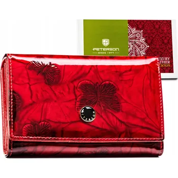 Peněženka Peterson peněženka z pravé kůže červená - dámská