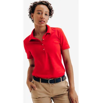 Dámské tričko INESIS Dámské golfové polo s krátkým rukávem MW500 L ČERVENÁ