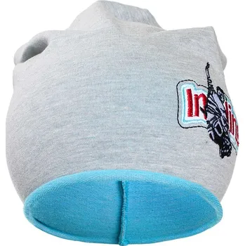 Kojenecká čepice Podzimní dětská čepička New Baby In-line šedo-tyrkysová 110 (4-5r)