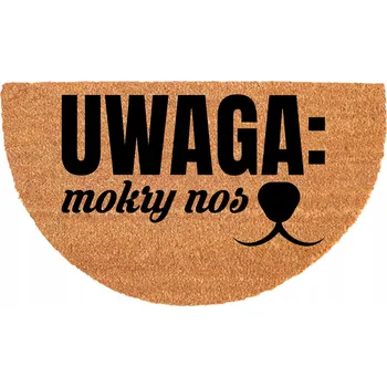 Rohožka VSTUPNÍ KOKOSOVÁ ROHOŽKA PŮLKRUHOVÁ S VTIPNÝM NÁPISEM POZOR MOKRÝ NOS