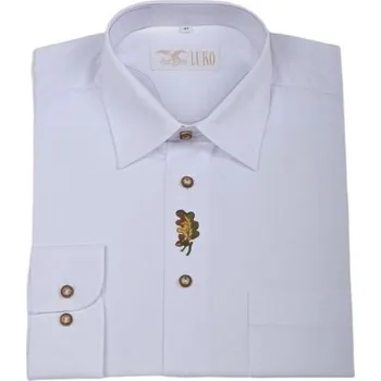 Pánská košile Luko Myslivecká košile bílá - výšivka dubový lístek - Velikost 40