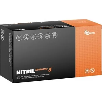Vyšetřovací rukavice Espeon Jednorázové rukavice nitrilové DIAMOND3 oranžové silné - 100 ks L